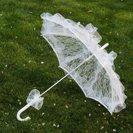 white Colour Lace Bridal Umbrella Cotton Embroidery Parasol Umbrella Wedding Decoration Parasols