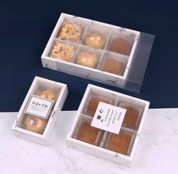 3 Size Marble Design Paper Box with Frosted PVC Lid Cake Cheese Chocolate Paper Boxes Wedding Party Cookies Box Gift Box SN2056