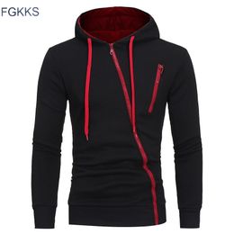 FGKKS New Men Hoodies Sweatshirt Fashion Solid Colour Hooded Sportswear Casual Jacket Clothing Male Hoodies Pullover 201112