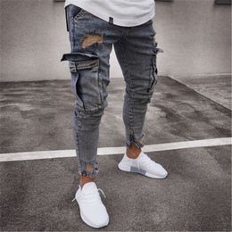 Pantaloni da uomo Autunno Uomo Jeans Casual 2021 Fashion Sfilacciato Slim Fit Foro lungo in denim