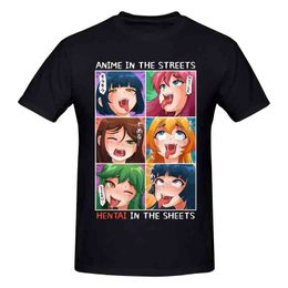 Hentai Ahegao Hentai In The Sheets Ecchi Anime T shirt Harajuku Clothing T-shirt Cotton Sweatshirts Graphics Tshirt Tee Top Y220208