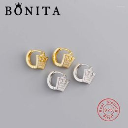 Hoop & Huggie Earrings 2 Colours Sparkling Crown For Women 100% Sterling Silver 925 Gold Colour Wedding Statement Jewellery Brincos1