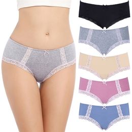 5pcs/pack cotton women underwear solid Colours mid waist women panties Soft Striped women briefs Female Lingerie S-XXL underwear 201112