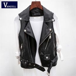 Vangull PU Leather Waistcoat Women Motorcycle Vest coat New High Quality sleeveless Vests large size 4xl Tops 201214