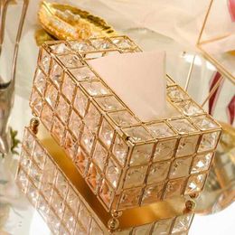 Style Metal Crystal Tissue Box Removable Tissue Tissue Napkin Holder Kitchen Living Room Dining Room Decoration Y200328