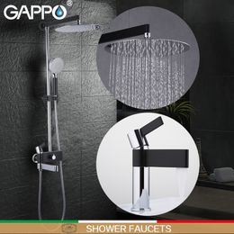 GAPPO Shower Faucets brass Basin Faucets chrome and black bathroom faucet mixer shower set wall bathroom faucet mixer torneira LJ201211