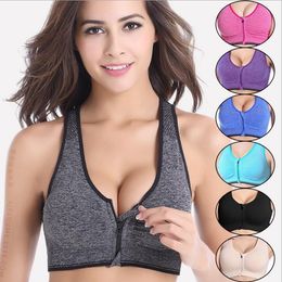 Sports Bra No Steel Ring Wire Front Zipper Closure professional Shockproof Yoga Vest Running Clothes Tops for Women