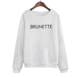 Fashion Letters Print Crewneck Pullovers Autumn Winter Fleece Hoodies Pullovers Brunette Harajuku Sweatshirt Women's Clothes Y201006