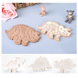 3PCS Dinosaur Cookies Cutter Mould 3D Dinosaur Biscuit Embossing Mould Sugarcraft Dessert Baking Silicone Mould Cake Decor Tool 201023