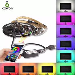 LED Backlight TV Bluetooth Controller 5V SMD5050 Strips 30LEDs/M 1M 2M 3M 4M 5M USB Cable Power RGB Strip kit