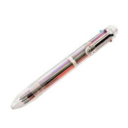 6 In 1 Colourful Pen Simple Solid Multifunction Multicolor Ballpoint Pen School Student Stationery Colour Refill Pens