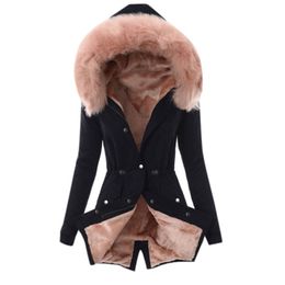 New Ladies Fur Lining Coat Womens Winter Warm Thick Long Jacket Hooded Overcoat For Women Dropshipping 201017