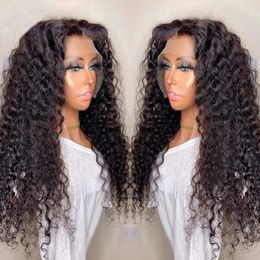 Deep Wave Transprent 13x6 Lace Front Human Hair Wig Loose Curly 360 Frontal Remy Pre Plucked Water Wave Silk Top Full Laces