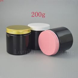 Empty Black Refillable Plastic Cream Jar Solid Perfumes Makeup Container With White / Pink/Gold Aluminium Screw Cap 200CC Bottlehigh qualtity