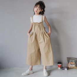 Girls Cute Clothes Set 2020 Teen Girls New Korean Casual Vest and Overalls Wide Leg Pants Fashion Children Two Piece Set