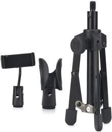 Foldable Tripod Desktop Microphone Stand Holder include Microphone clip Phone clip