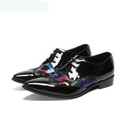 Chinese Handmade Men Shoes Pointed Toe Color Leather Dress Shoes Men Lace-up, Party and Wedding Shoes Men Business!