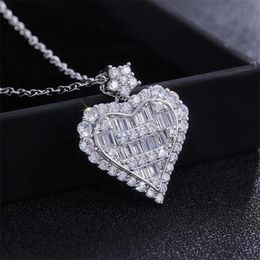 New Fashion Heart Shaped Artificial Square Zircon Sugar Heart Stitching Group Inlaid Wedding Clavicle Necklace Jewelry