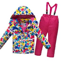 OLEKID -30 Degree Russian Winter Children Boys Ski Suit Thick Warm Waterproof Windproof Jacket Coat + Overalls Girls Snowsuit LJ201125