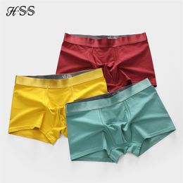 /lot Men's Underwear Cotton Boxers Man Breathable Panties Solid Shorts HSS Brand Metallic Lustre Underpants L XL XXL XXXL LJ200922