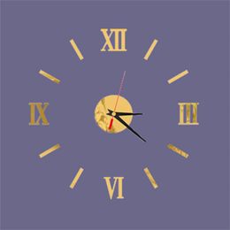 Acrylic Roman Numerals Wall Clock Room Home DIY Originality Silence Stickers Modern Style Clocks New Arrival High Quality 7 5ld F2