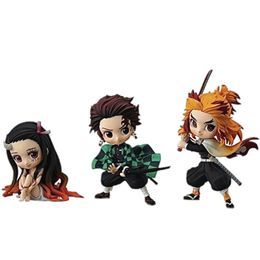 Demon Slayer Tanjirou Rengoku Kyoujurou Nezuko Q Ver PVC Action Figures Toys Anime Kimetsu no Yaiba PVC Figurine Toy 3pcs/set LJ200928