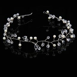 Sparkly Gold Silver Hair Jewellery Crystal Faux Pearl Tiaras Hairbands for Bride Wedding Party Crowns Headbands Shining Rhinestone H311n