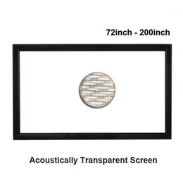2022 schermo acusticamente trasparente Schermi di proiezione Sound Teave Acoustic Trasparente Tessitura perforata in lega di alluminio Flocking Flocking Frame1
