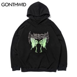 GONTHWID Hip Hop Butterfly Skull Prayer Print Hooded Sweatshirts Hoodies Streetwear Men Hipster Casual Punk Rock Pullover Tops 201114