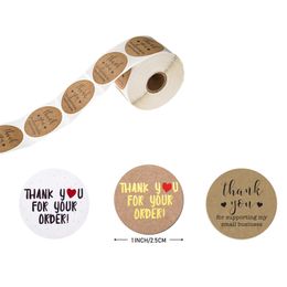 500pcs/roll Thank You for Your Order Stickers Thank You For Supporting My Small Business Sticker Circle Gift Seal Label JK2101XB