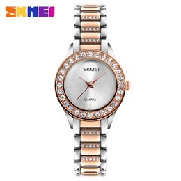 SKMEI Fashion Ladies Watch Luxury Stainless Steel Band Quartz Fashion Ladies 3bar Waterproof Watch Relogio Feminino 1262