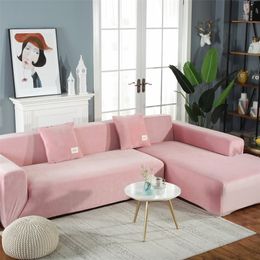 New Solid Colour Thick velvet Sofa Cover Elasticity Non-slip Couch Universal Spandex Case for Stretch Sofa Cover 1/2/3/4 Seater LJ201216