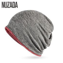 Brand NUZADA Winter Cotton Hat Keep Warm Men Women Hedging Cap Two Ways To Use Skullies Beanies Knitted Knitting Caps Bonnet Y201024