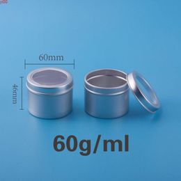 60ml Portable Travel Aluminium Jars Cream Tins Cans Refillable Makeup Tool Empty Cosmetic Containers Round 50pcs/lotqualtity