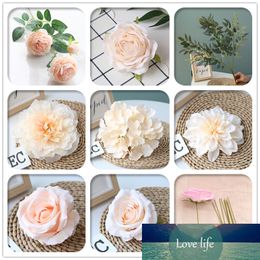 Champagne Color Artificial Flower Wedding Rose Peony Hydrangea Bridal Bouquet Wedding Decoration DIY Home Party Fake Flowers