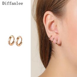 585 Gold color Mini Slim Trend Hip-hop Huggie Circle Small Hoop Earrings For Women Fashion Hot Gift for Kids Girls Baby Children1