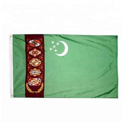Turkmenistan Flag High Quality 3x5 FT 90x150cm Flags Festival Party Gift 100D Polyester Indoor Outdoor Printed Flags Banners