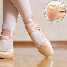 Kids Adult Ballet New 254 Pointe Nude/Red Satin Girls Women Professional Dance Shoes With Ribbons Silicone Toe Pad 201017 97793 71220