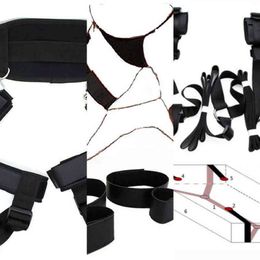 Nxy Sm Bondage Erotic Accessories Toys for Couples Adults Open Leg Bd Restraints Adult Games Nylon Ankle Cuffs Handcuffs Sex 1223