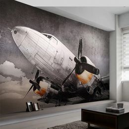 Custom Mural Wallpaper European Style Nostalgic Aircraft Fresco Living Room TV Sofa Restaurant Creative Background Wall Decor 3D