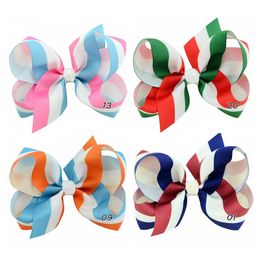Baby Bow Har Clips Colourful stripe print hair clips Girls Large Bowknot Hairpin Clips Boutique Bows Hair Accessories BarrettesK