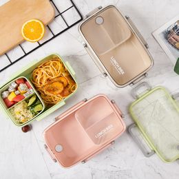 BPA Free Lunch Box Eco-friendly Bamboo Fiber Material Portable Bento Box Microwaveble Food Storage Container For Office Children T200710