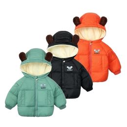 Kids Coat For Girls Winter Baby Boys Long Sleeve Cartoon Wind Proof Kids Outwear Candy Colours Cute With Hooded Warm Jackets LJ200828