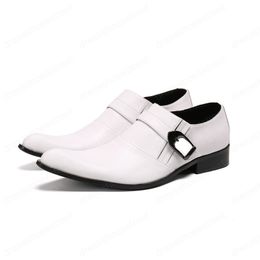 British White Wedding Men Shoes Pointed Toe Business Oxford Leather Shoes Plus Size Party Dress Shoes Footwear