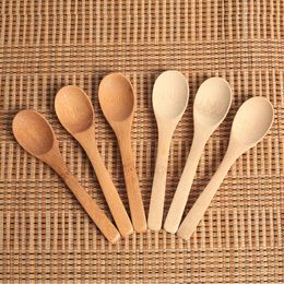 12.8cm/5inch Wooden Spoon Ecofriendly Tableware Bamboo Scoop Coffee Honey Tea Soup Spoon Teaspoon Stirrer Cooking Utensil Tool JY1022