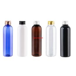 30pcs 150ml black white Empty Plastic Bottle With Gold Silver Black Aluminum Screw Top Cap Refillable Shampoo Toner Containegood package