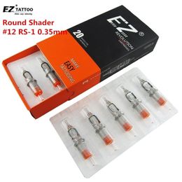 EZ Revolution Tattoo Needles Cartridge Round Shaders #12 0.35mm Long Taper for Machine and Grips 20 pcs /box 211229