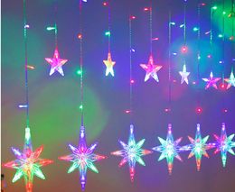 LED North Star Curtain Light 220V EU Christmas Garland String Fairy Lights Outdoor For Window Wedding Party Decor