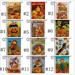 Halloween Thanksgiving Garden Flag Pumpkin Flags Hanging Outdoor Garden Banner Home Party Decoration Welcome Autumn Fall flags EEA2094