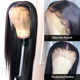 30 Inch Straight Lace Front Wig 13x4 Human Hair Wigs For Black Women Peruvian Hair Remy